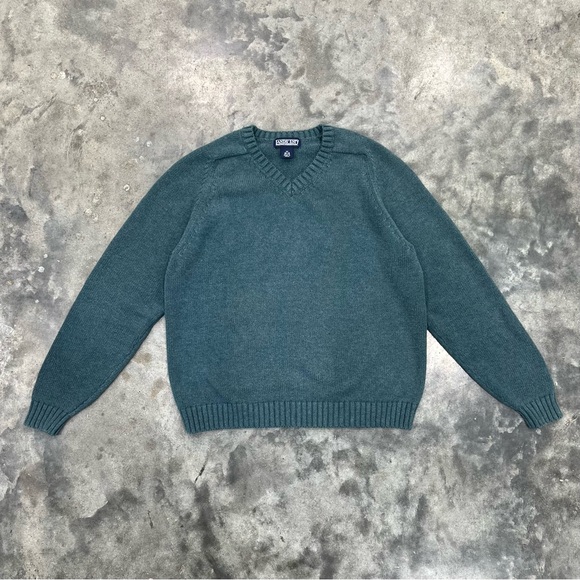 Faded Green V-Neck Sweater - Picture 1 of 3